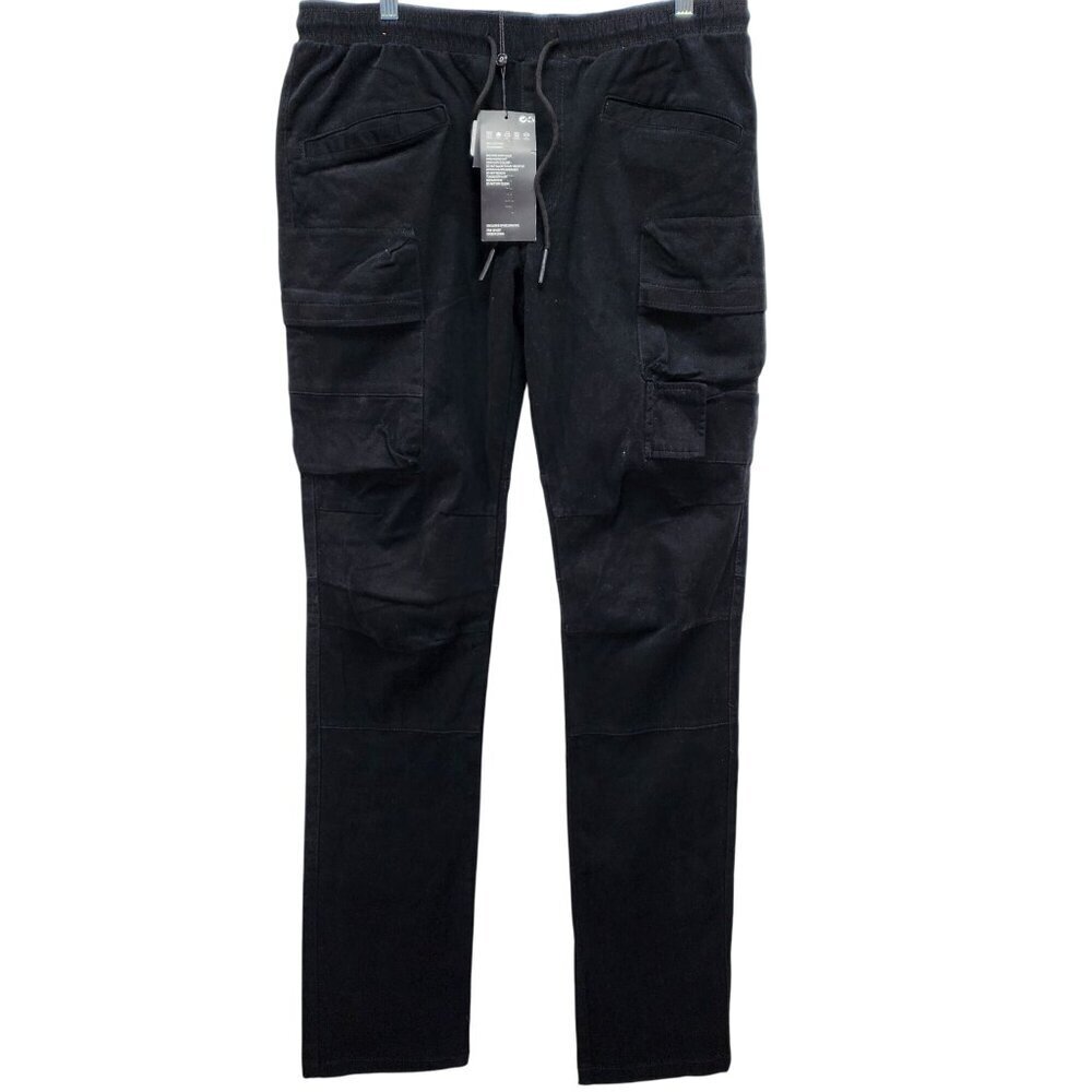 Decibel Mens Cargo Jogger Pants Utility Elastic Waist Size XL Black New